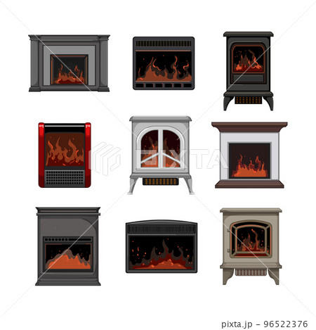 fireplace set cartoon vector illustration 96522376