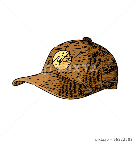 cap baseball sketch hand drawn vector 96522588