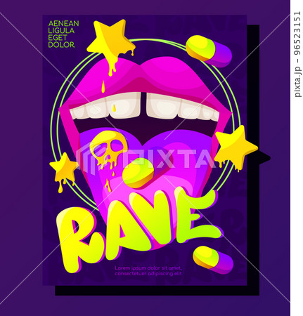 Psychedelic rave trip party banner template. - Stock Illustration  [96523151] - PIXTA