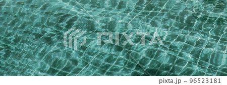 Abstract background Patterns Ripped water Surface swimming pool Light Reflection Vibrant blue green 96523181