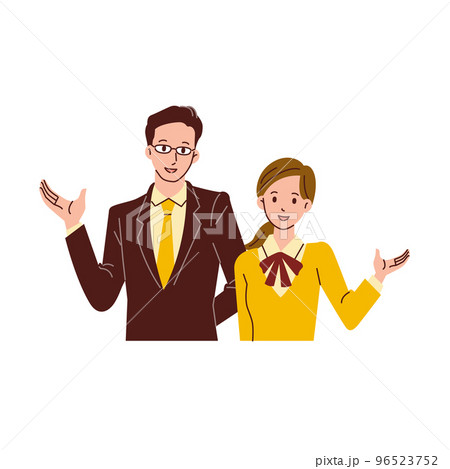 インバウンドで外国人を案内をする男女　線なし 96523752