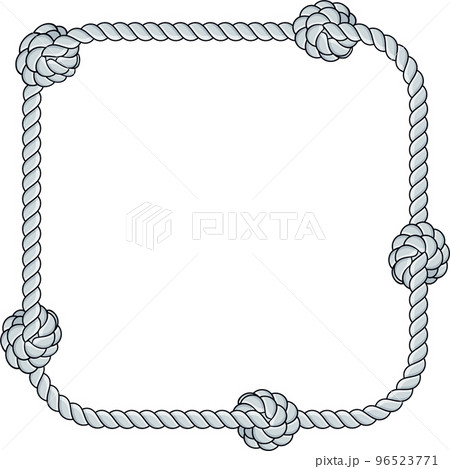 Square rope frame isolated on white background. Twisted cord. 96523771