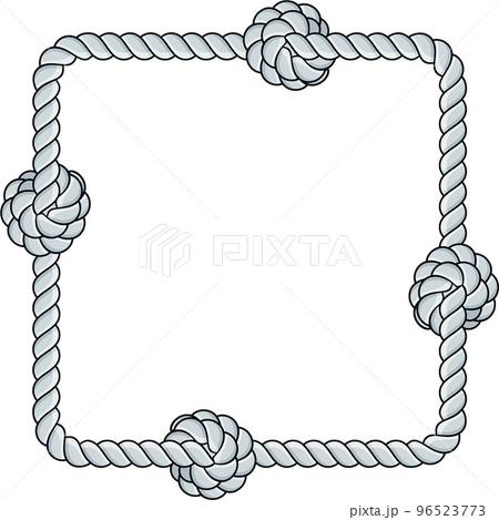 Square rope frame isolated on white background. Twisted cord. 96523773