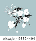 white graphic engraving wildflower. Realistic peony. Wild flower  96524494