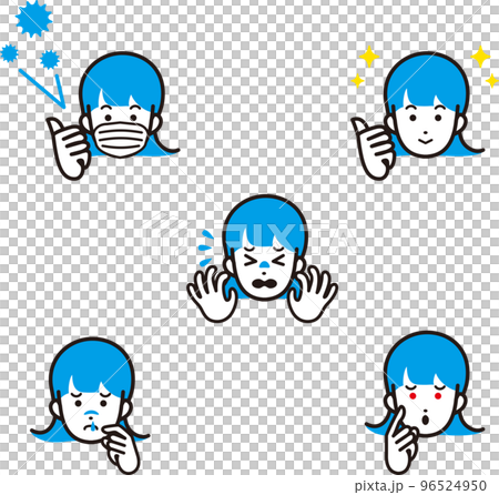 Sick woman illustration material set Sick woman illustration material set 96524950
