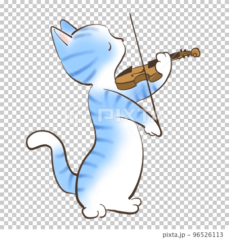 ネコが楽しそうにバイオリンを弾いているイラスト ネコが楽しそうにバイオリンを弾いているイラスト 96526113