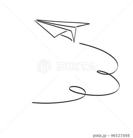 line art paper plane with copy space illustration vector hand drawn isolated on white background 96527898