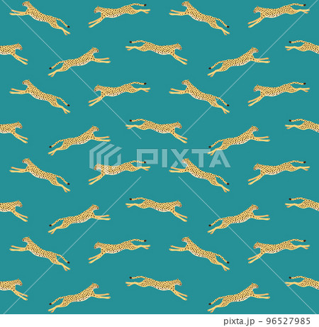 Vector seamless pattern of flat jumping cheetah Vector seamless pattern of flat jumping cheetah 96527985