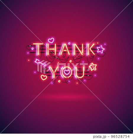 Glowing Neon Thank You Sign 96528754