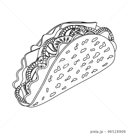 Mexican food, Taco, the national symbol of Mexico. Sketch, vector 96528906