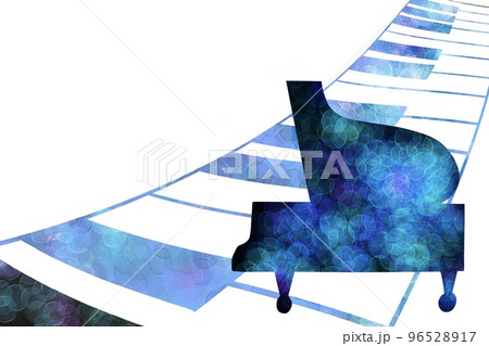 ピアノと鍵盤をデザインしコピースペースのあるシンプルなイラスト ピアノと鍵盤をデザインしコピースペースのあるシンプルなイラスト 96528917