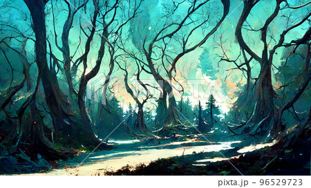 forest in the night background illustration forest in the night background illustration 96529723