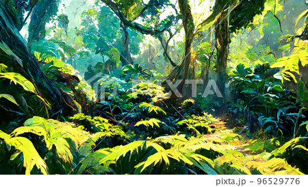 Tropical Rain forest Landscape Tropical forest illustration 96529776