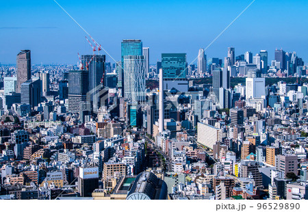 日本の東京都市景観 渋谷のオフィスビル群やN`EX。桜丘口再開発のビルが完成まじかに 96529890