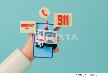 3d rendering emergency call illustration with copy space for text or message. Concept healthcare and medical service illustration. 96529932