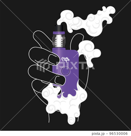 Hand holding a purple electronic cigarette icon Vector Hand holding a purple electronic cigarette icon Vector 96530006