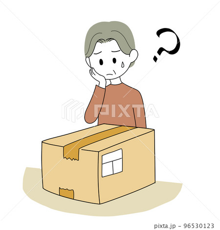 荷物が届いて困るシニア女性 96530123