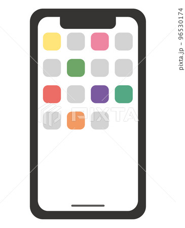スマートフォンとアプリ（画面・白） 96530174
