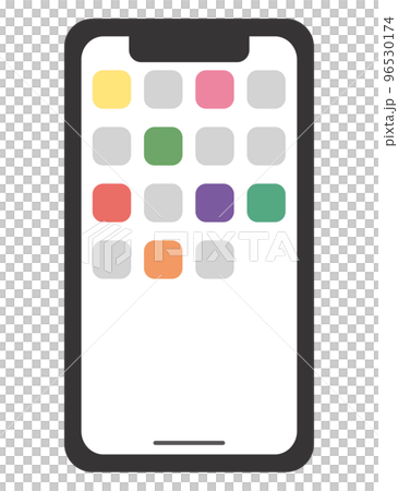 スマートフォンとアプリ（画面・白） 96530174