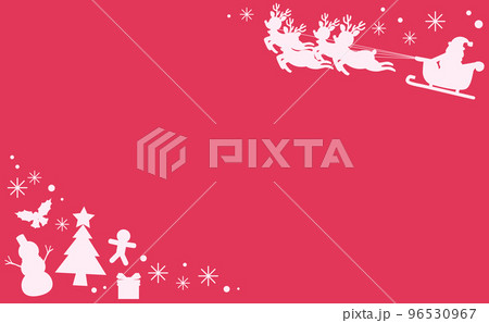 クリスマス素材の赤い背景　サンタとトナカイ 96530967