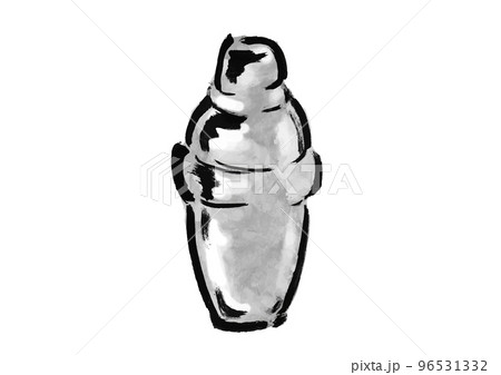 カクテルを作るシェーカーの手描き和風イラスト 96531332