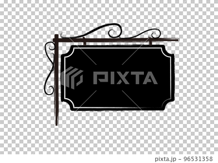 Hand drawn style illustration of a retro signboard 96531358
