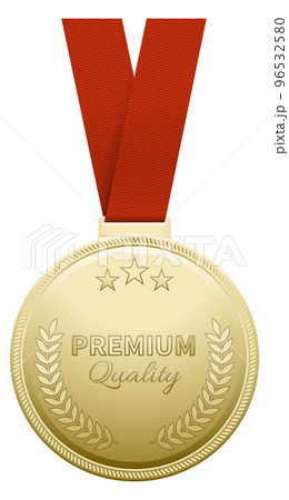 Premium quality medal. Golden reward realistic sign 96532580