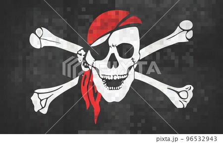 Jolly Roger pirate mosaic textured background 96532943
