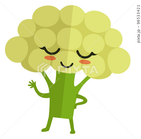 Cauliflower character, Green healthy vegetable with arms and legs Cauliflower character, Green healthy vegetable with arms and legs 96533421
