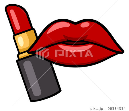 Red lipstick and woman lips. Beauty fashion sticker 96534354