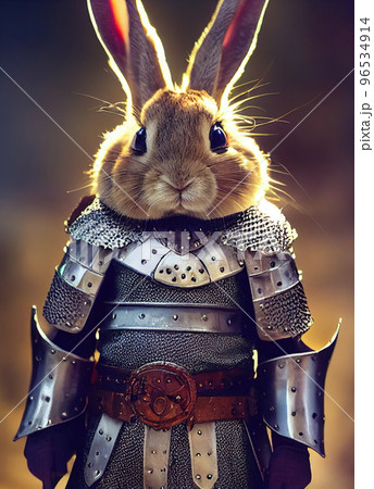 Spectacular rabbit knight equipped with armor...のイラスト素材 [96534914] - PIXTA