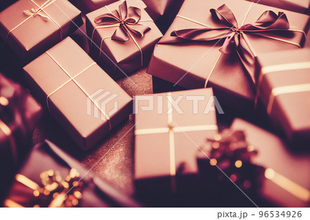 Many gift boxes for merry christmas and new year 2023 spectacular celebration 96534926