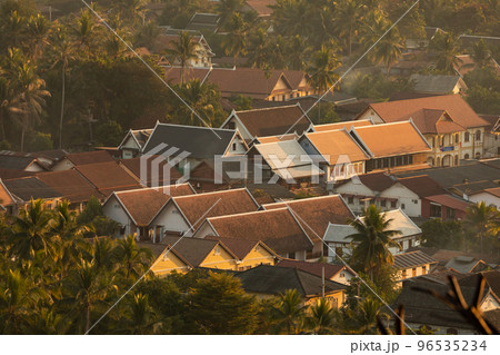 Roofs of Luang Prabang, Laos, from Phousi Hill viewpoint 96535234