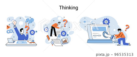 Problem solving concept, man wondering or thinking, planning or pondering, with question mark 96535313