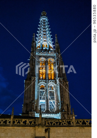 The Burgos Cathedral at night in Castilla y Leon, Spain. Unesco World Heritage Site. The Burgos Cathedral at night in Castilla y Leon, Spain. Unesco World Heritage Site. 96535880
