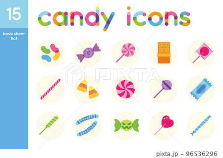 Isolated set of colored candies sheer flat icons Vector 96536296