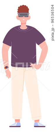 Guy with virtual reality device standing. Person in vr glasses 96536504