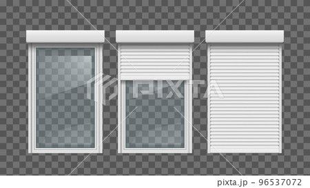 realistic white window rollers in set isolated 96537072