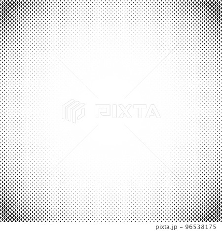 Halftone radial texture. Comic style grain background. Pop art faded textured frame. Grunge speckle effect. Rhomb particles print wallpaper. Pixelated gradient backdrop 96538175