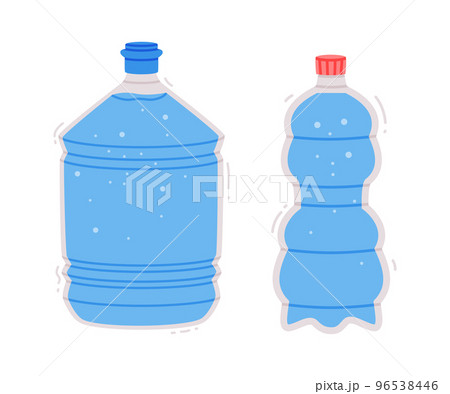 Water in Reusable Plastic Bottle with Lid and H2O Pure Liquid Inside Vector Set Water in Reusable Plastic Bottle with Lid and H2O Pure Liquid Inside Vector Set 96538446