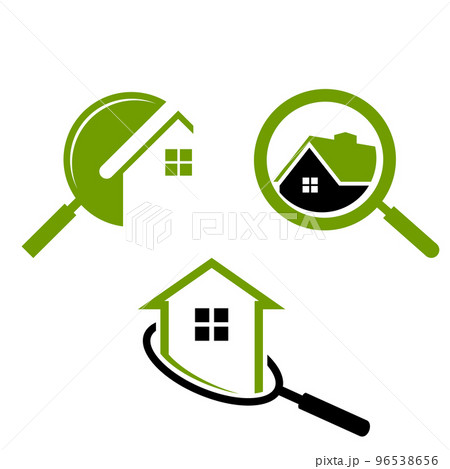 set of Searching House With Magnifying Glass Symbol Logo Design illustrations 96538656