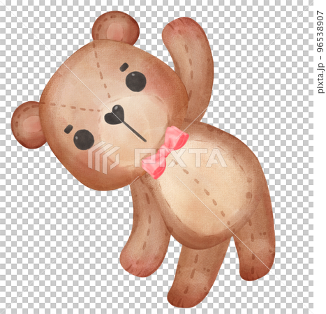 cute Valentine brown teddy bear with red bow watercolour hand drawing cute Valentine brown teddy bear with red bow watercolour hand drawing 96538907