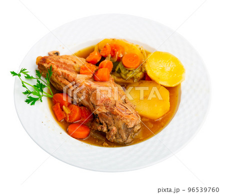Stewed pork ribs with potato and vegetables Stewed pork ribs with potato and vegetables 96539760