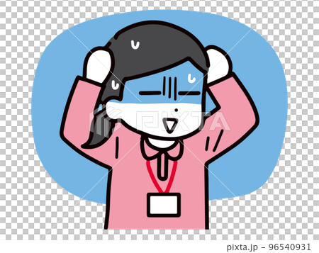 A young female caregiver in trouble (upper body, polo shirt) A young female caregiver in trouble (upper body, polo shirt) 96540931