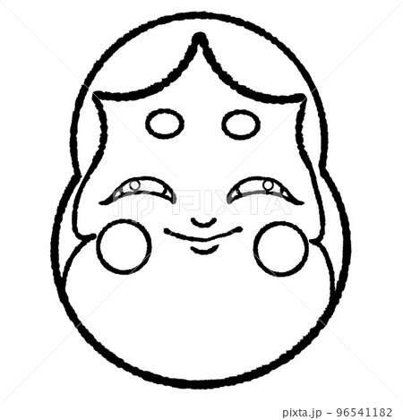 手書きのおたふく背景透過 96541182