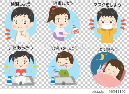 兒童、感冒和帶有字母的病毒的預防說明 96541192