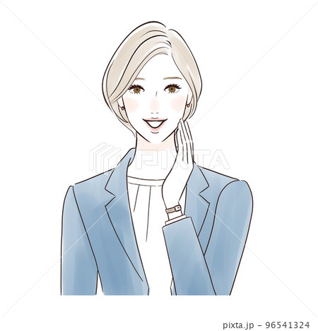 笑顔で正面を向くミドル女性　スーツ 96541324