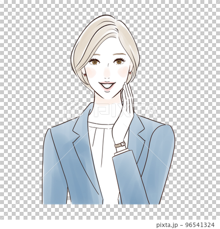 笑顔で正面を向くミドル女性　スーツ 96541324