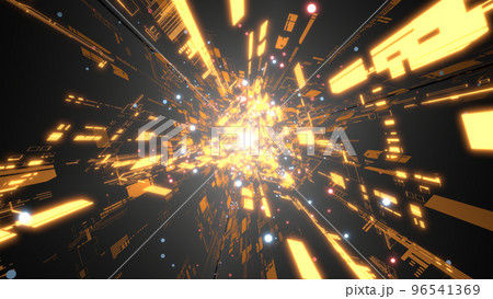 VJ トンネル 三角形 機械 SF 発光 サイバー 黄色 [別Verあり] 96541369