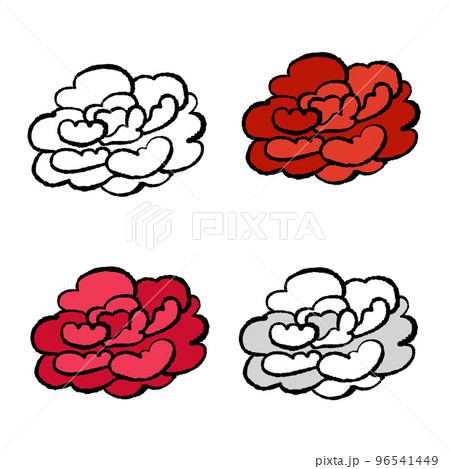 手書きの牡丹4点セット 手書きの牡丹4点セット 96541449